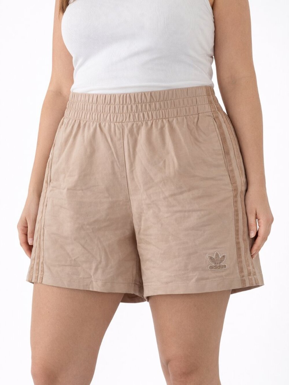 NWT Adidas Women’s 3X Wide Leg Shorts Beige Athletic Pull On Logo